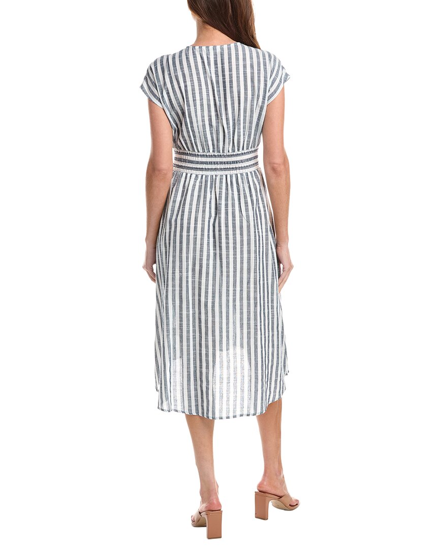 Max Studio Short Sleeve Striped Midi Dress