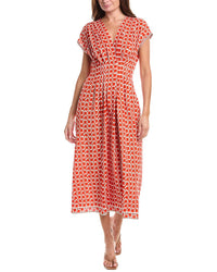 Max Studio Cap Sleeve Front Tuck Midi Dress