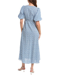 Max Studio V-Neck Bubble Sleeve Maxi Dress
