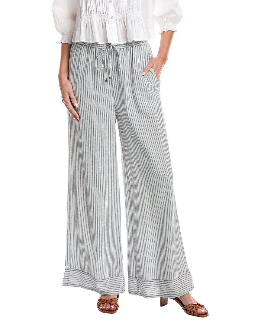 Max Studio Wide Leg Drawstring Linen-Blend Pant