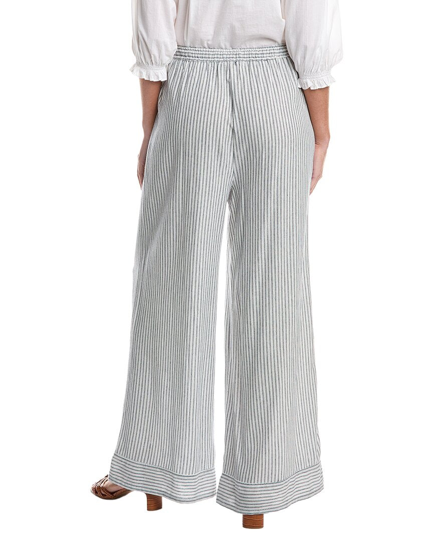 Max Studio Wide Leg Drawstring Linen-Blend Pant
