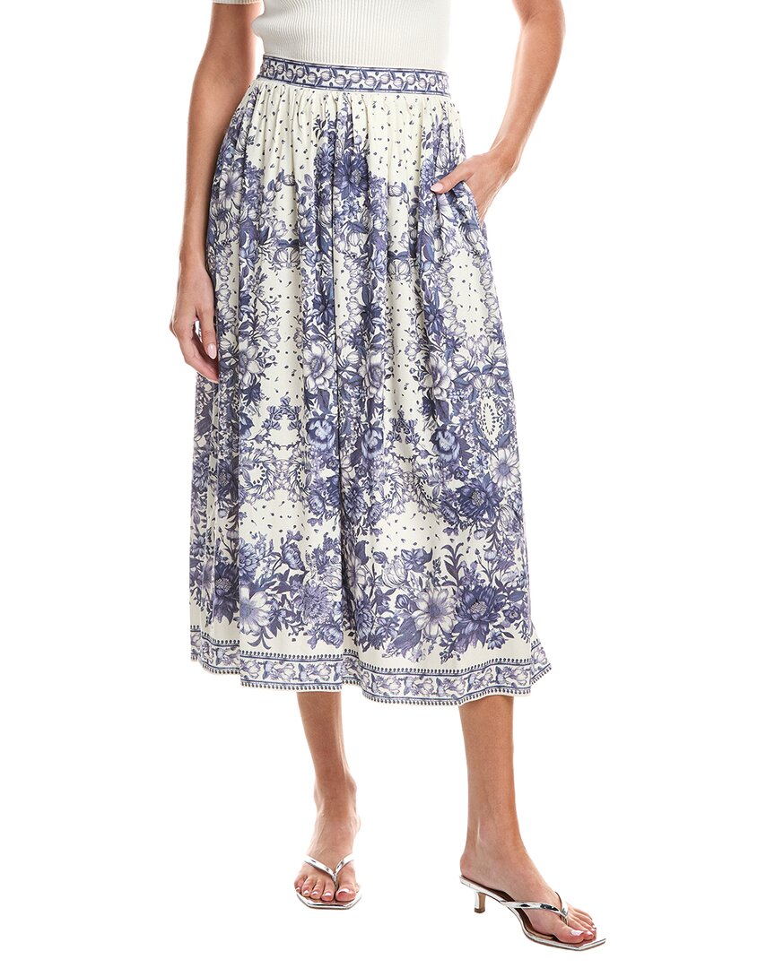 Max Studio Printed Linen-Blend Maxi Skirt