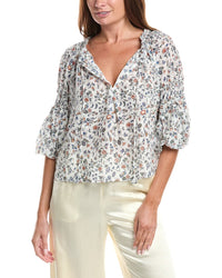 Max Studio Scoop Neck Ballon Sleeve Blouse