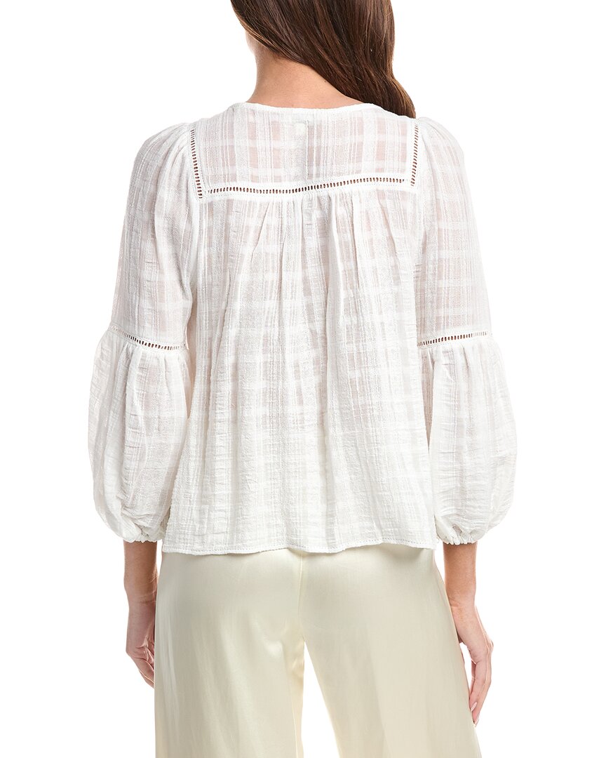 Max Studio Scoop Neck Cross Stitch Blouse