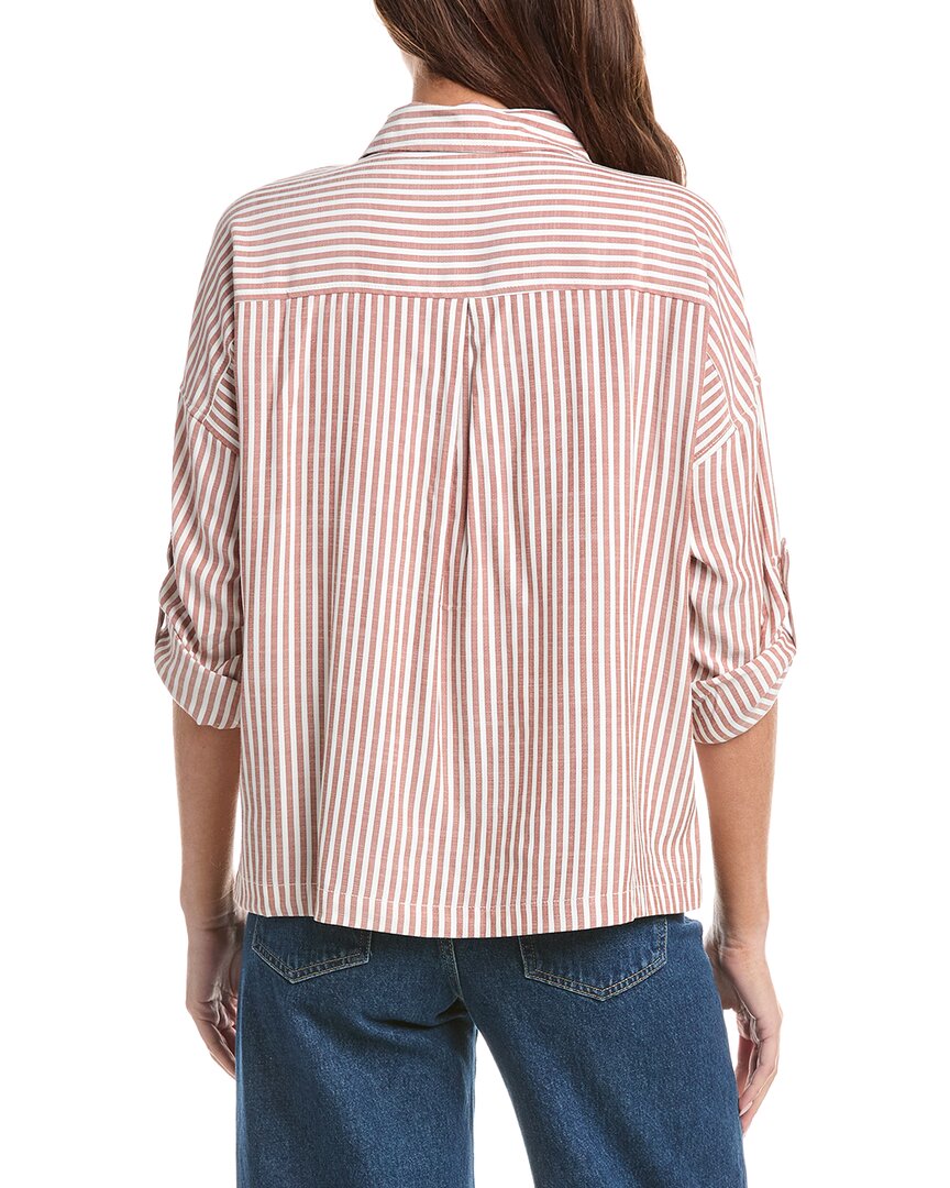 Max Studio Tab Sleeve Woven V-Neck Shirt