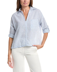 Max Studio Tab Sleeve Woven V-Neck Shirt