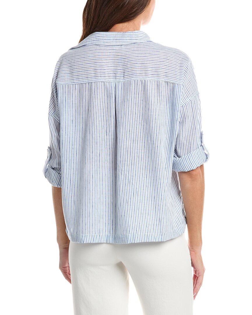 Max Studio Tab Sleeve Woven V-Neck Shirt