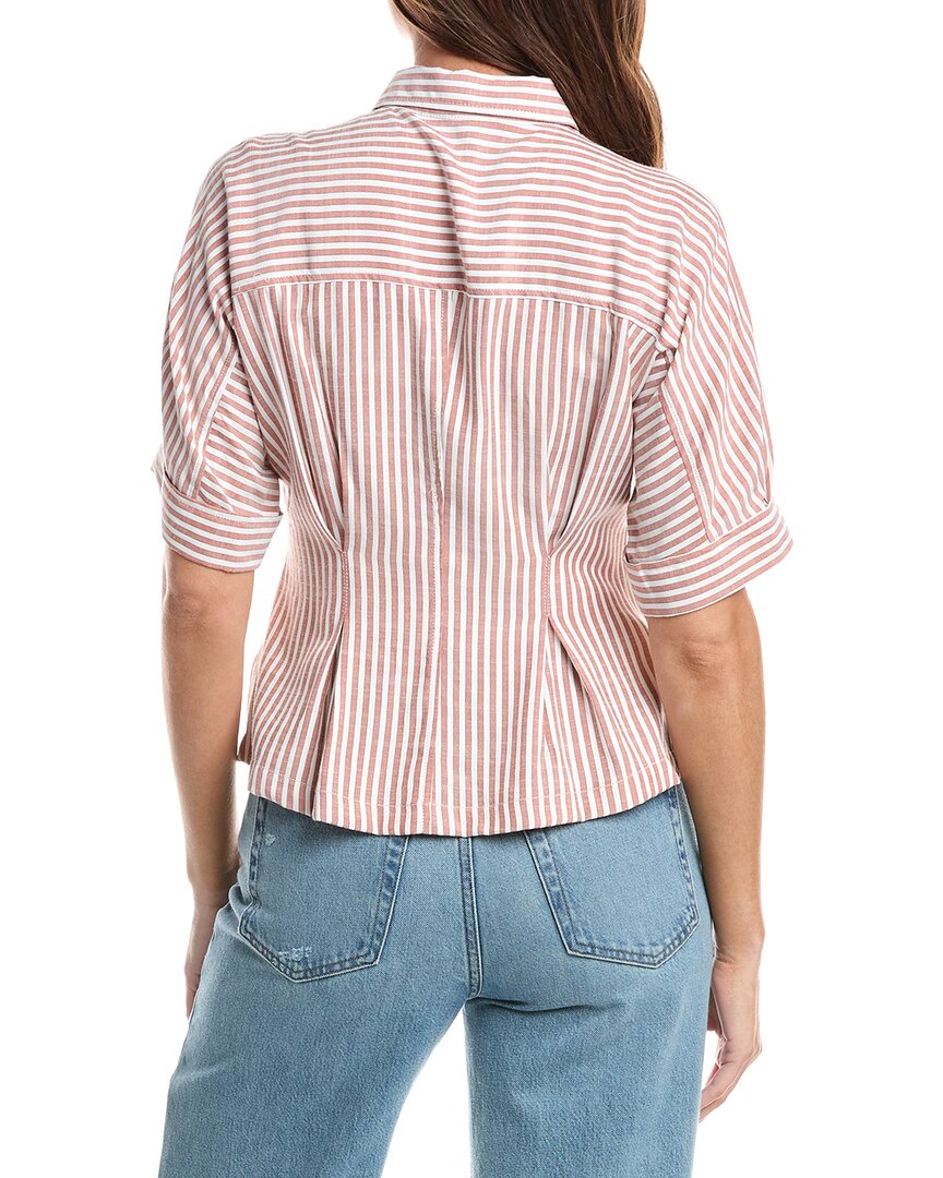 Max Studio Roll Cuff Pintuck Button Front Shirt