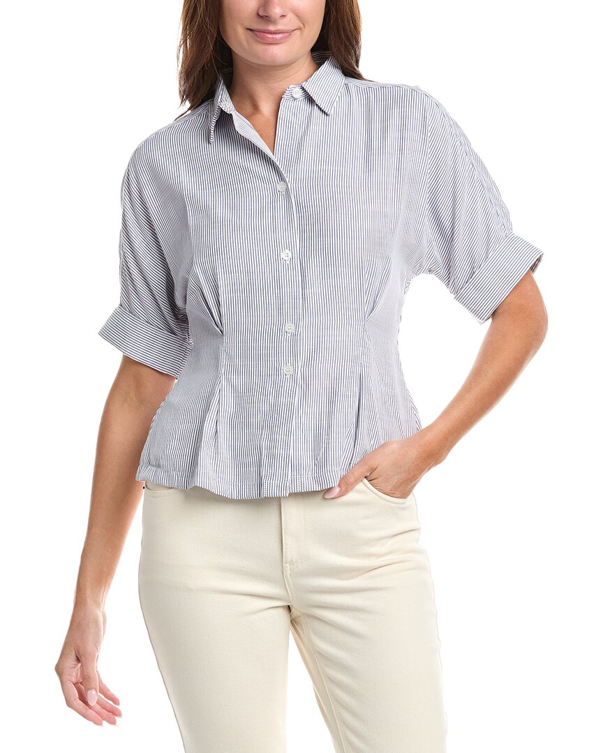 Max Studio Roll Cuff Pintuck Button Front Shirt