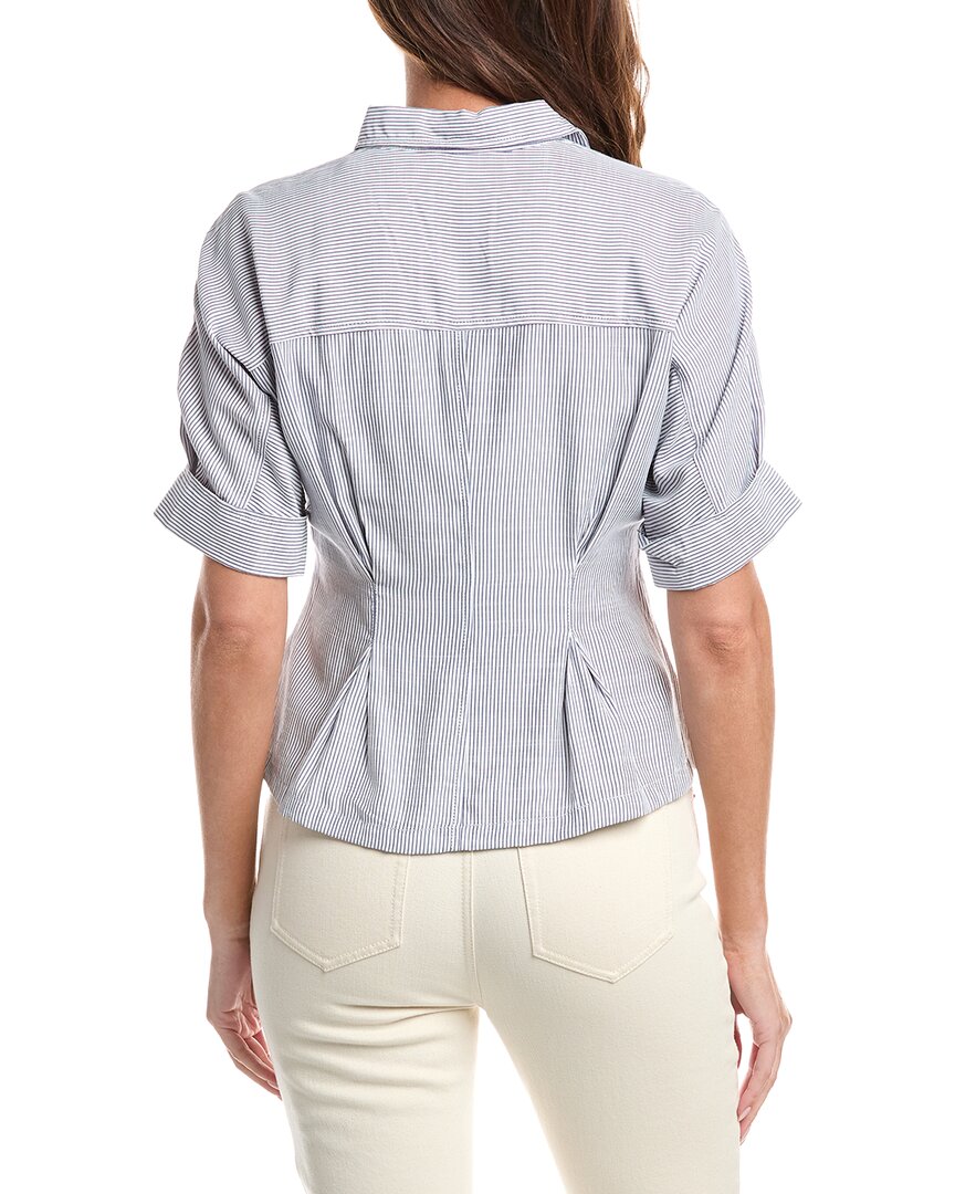 Max Studio Roll Cuff Pintuck Button Front Shirt