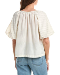 Max Studio Bubble Sleeve Seersucker Shirt