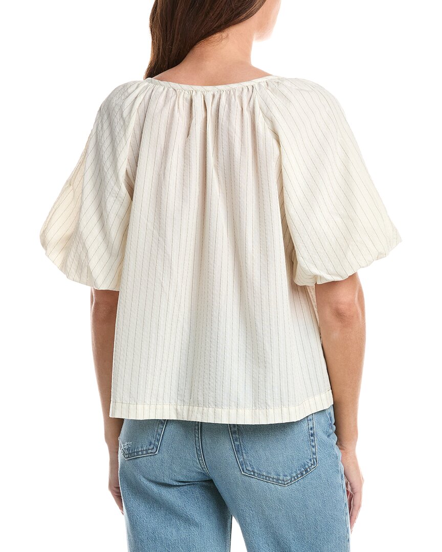Max Studio Bubble Sleeve Seersucker Shirt