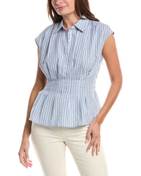 Max Studio Cap Sleeve Collared Shirt