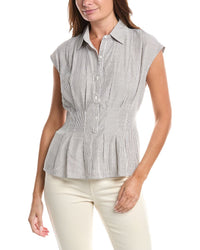 Max Studio Cap Sleeve Collared Shirt