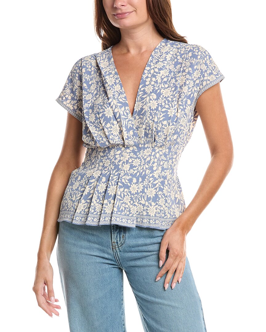Max Studio Short Sleeve Pleat Front Blouse