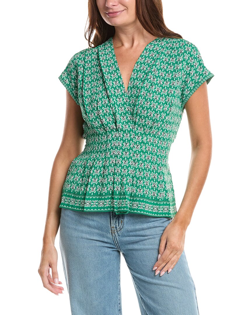 Max Studio Short Sleeve Pleat Front Blouse