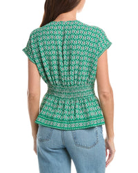 Max Studio Short Sleeve Pleat Front Blouse