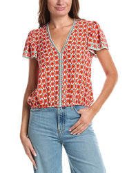 Max Studio Flutter Sleeve Bubble Hem Blouse