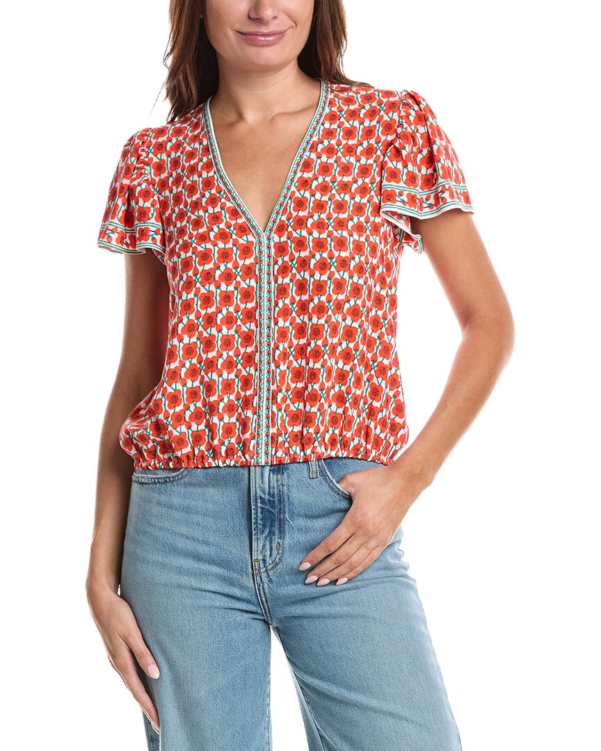 Max Studio Flutter Sleeve Bubble Hem Blouse