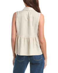Max Studio Front Pleat Peplum Shirt