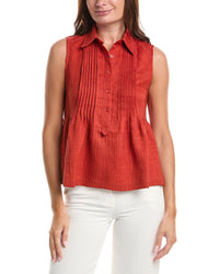 Max Studio Front Pleat Peplum Shirt