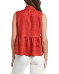 Max Studio Front Pleat Peplum Shirt