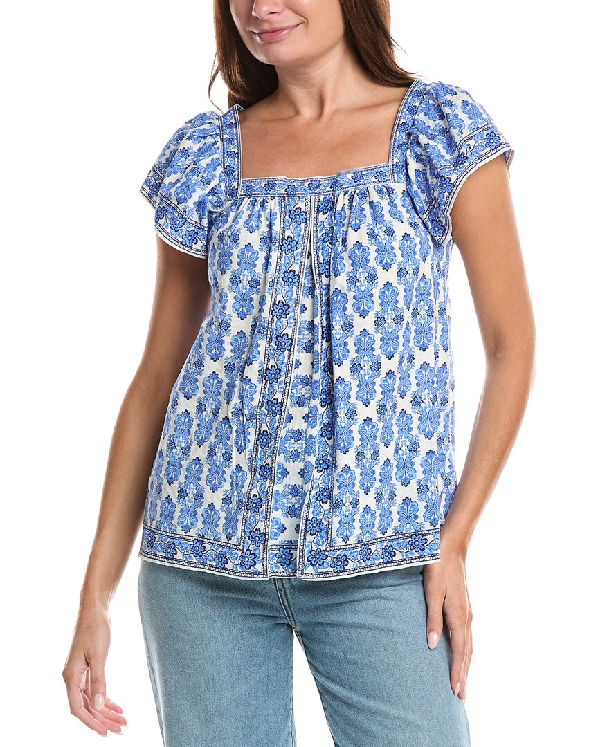 Max Studio Square Neck Flutter Sleeve Blouse