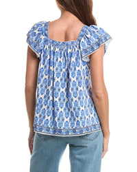 Max Studio Square Neck Flutter Sleeve Blouse