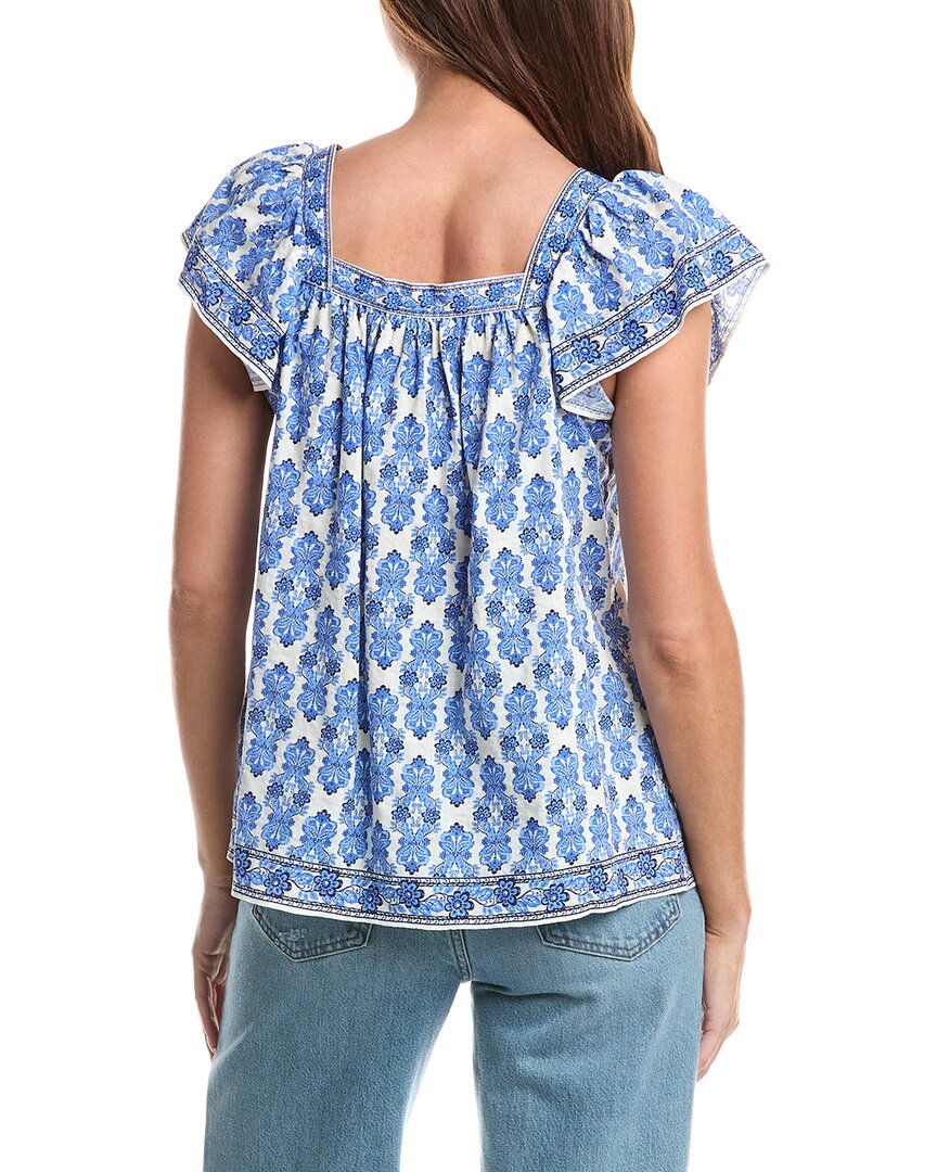 Max Studio Square Neck Flutter Sleeve Blouse