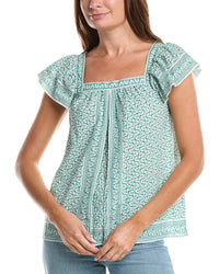 Max Studio Square Neck Flutter Sleeve Blouse