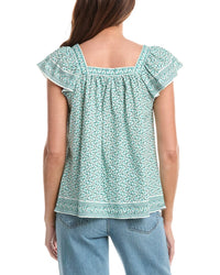 Max Studio Square Neck Flutter Sleeve Blouse