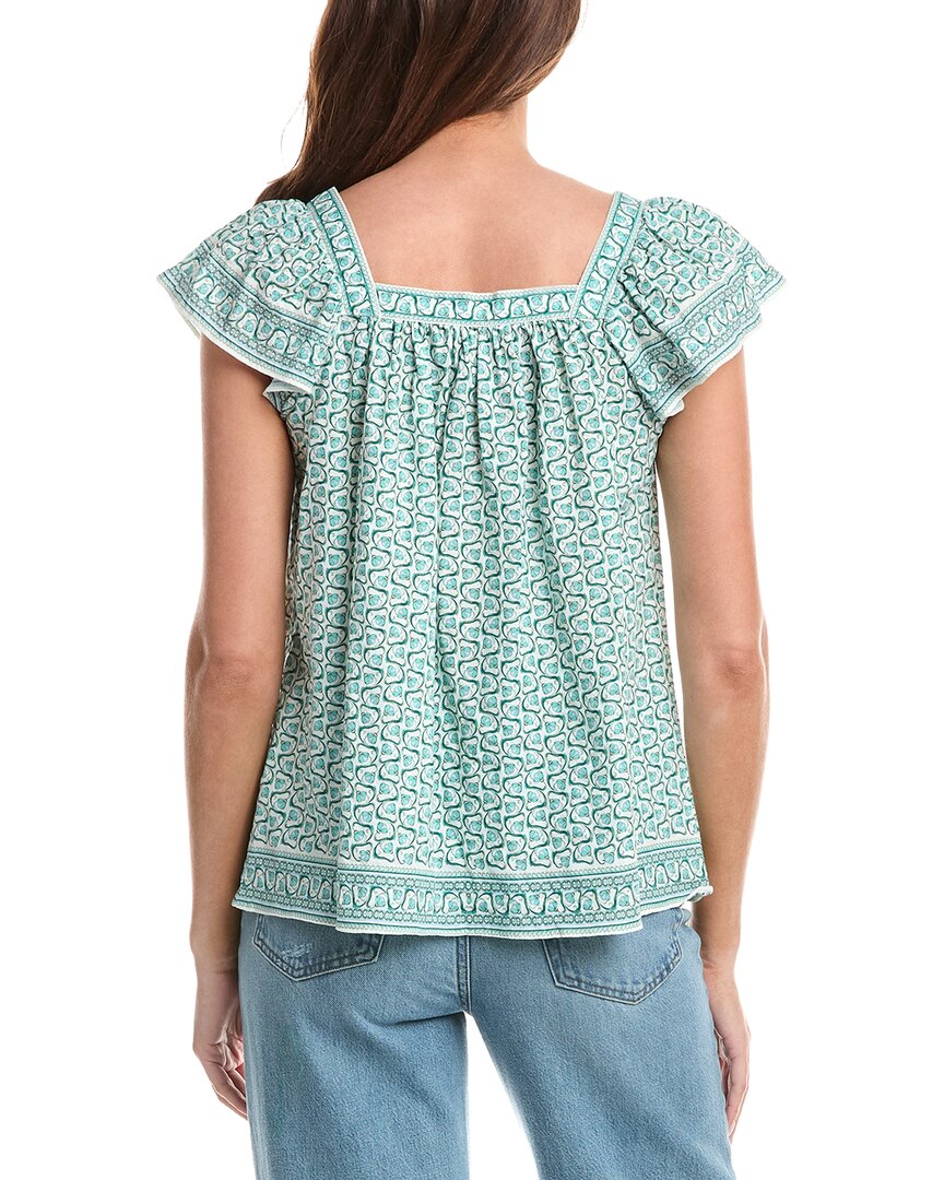 Max Studio Square Neck Flutter Sleeve Blouse