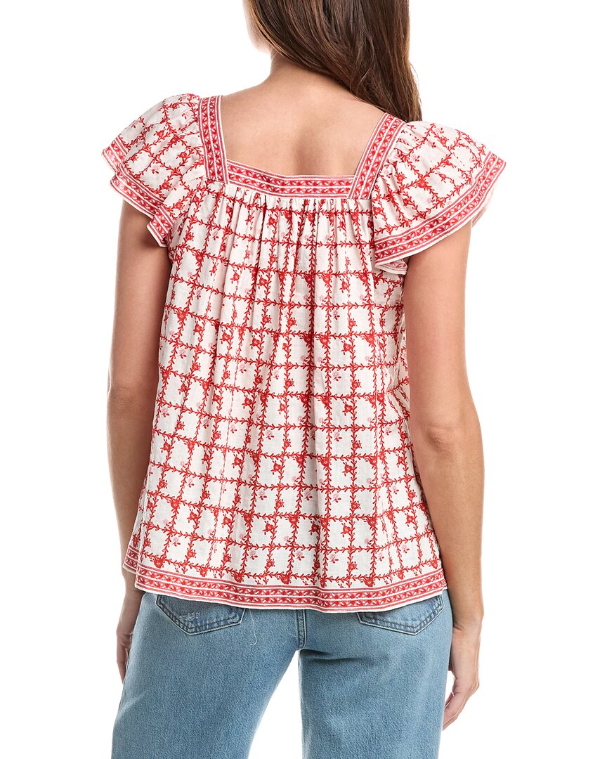 Max Studio Square Neck Flutter Sleeve Blouse
