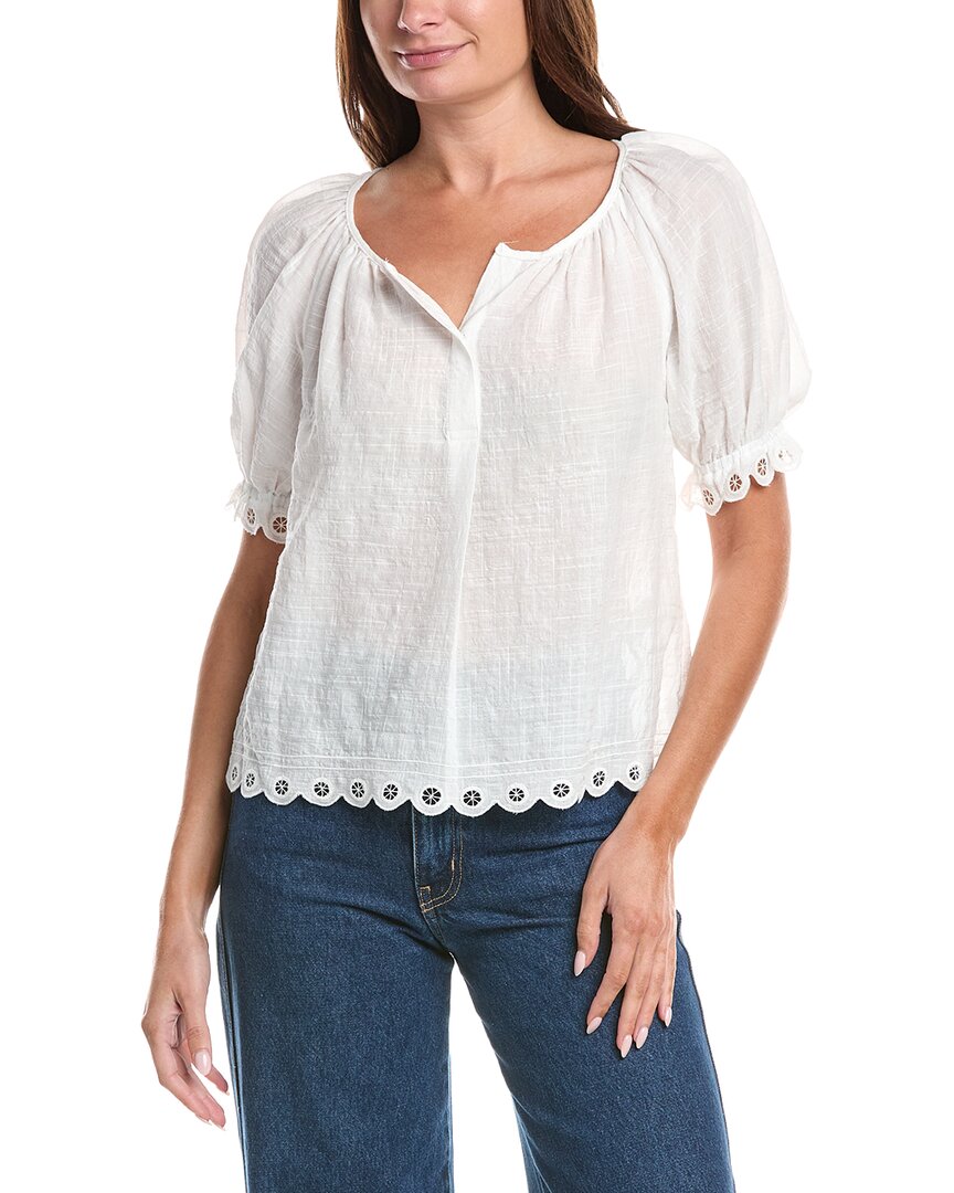 Max Studio Scallop Edge Bubble Sleeve Blouse