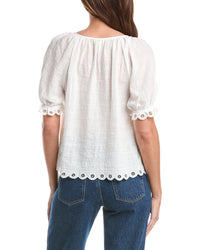 Max Studio Scallop Edge Bubble Sleeve Blouse