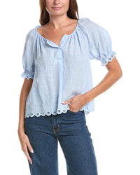 Max Studio Scallop Edge Bubble Sleeve Blouse