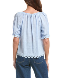 Max Studio Scallop Edge Bubble Sleeve Blouse