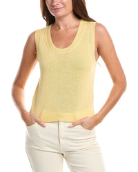 Max Studio Scoop Neck Linen-Blend Tank Top