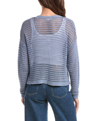 Max Studio Open Weave Long Sleeve Linen-Blend Cardigan
