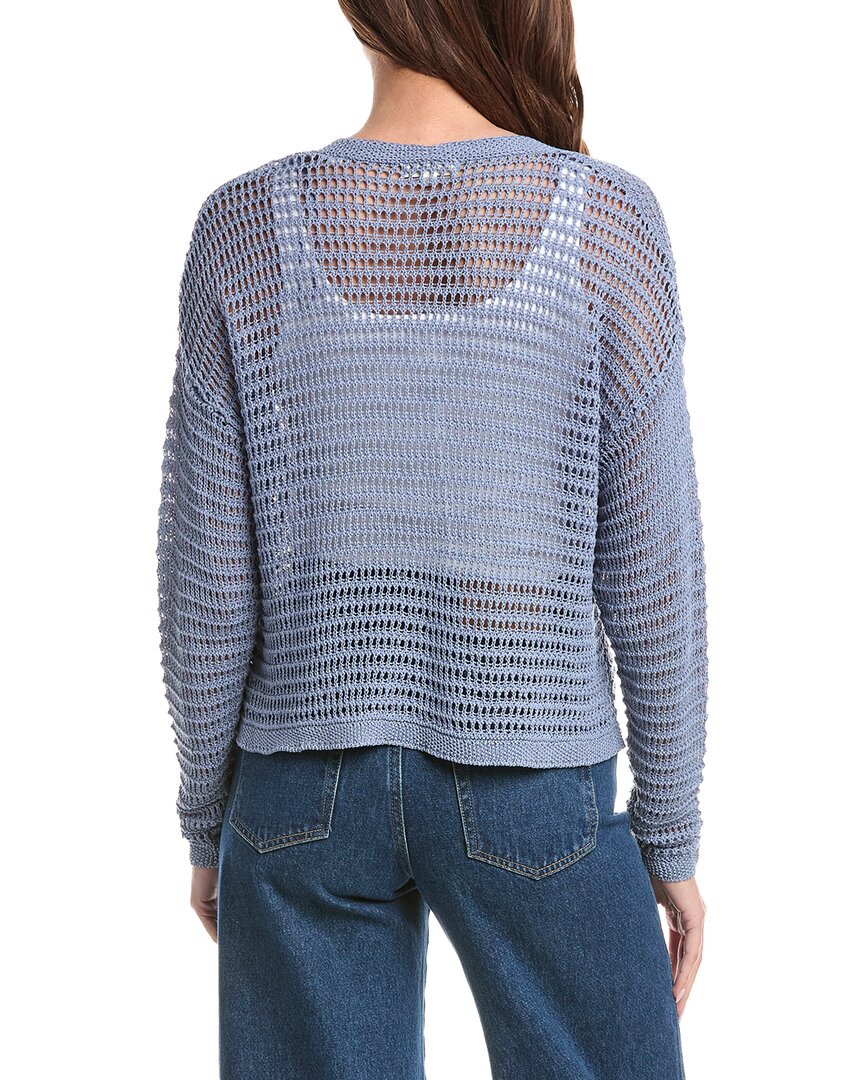 Max Studio Open Weave Long Sleeve Linen-Blend Cardigan