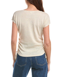 Max Studio Ruched Cap Sleeve Linen-Blend Sweater