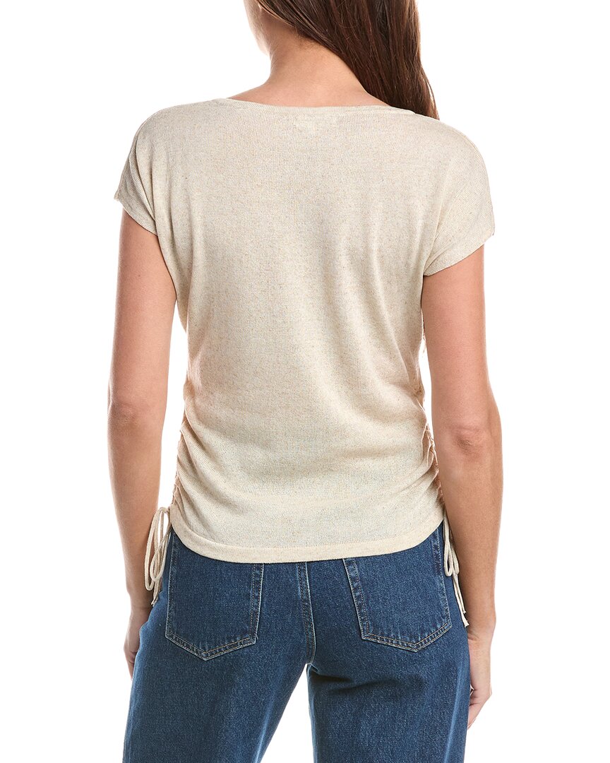 Max Studio Ruched Cap Sleeve Linen-Blend Sweater