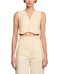 Sandro Cangie Linen-Blend Top