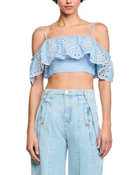 Sandro Alon Linen-Blend Top