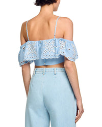 Sandro Alon Linen-Blend Top