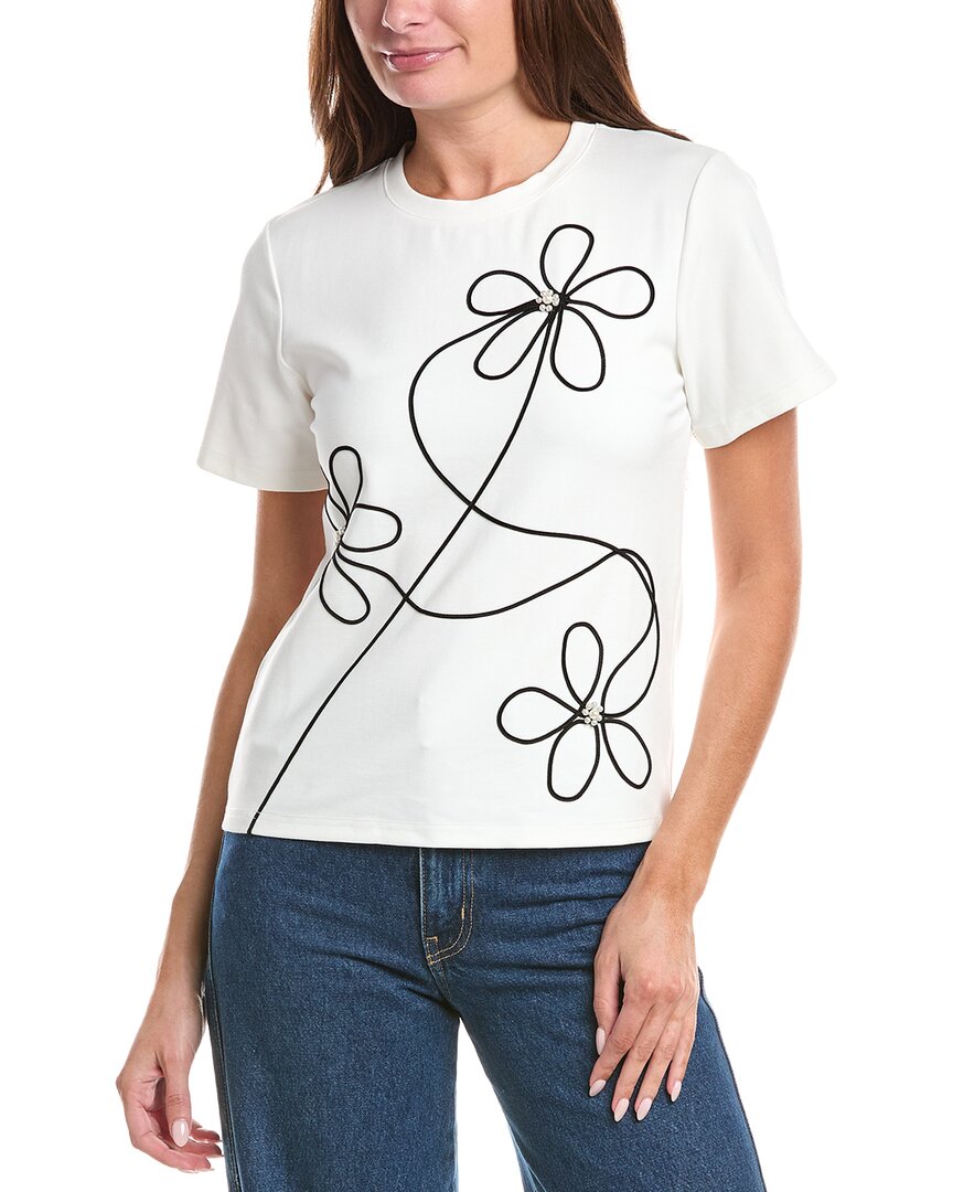 Gracia Floral Embroidered Crew Neck Top