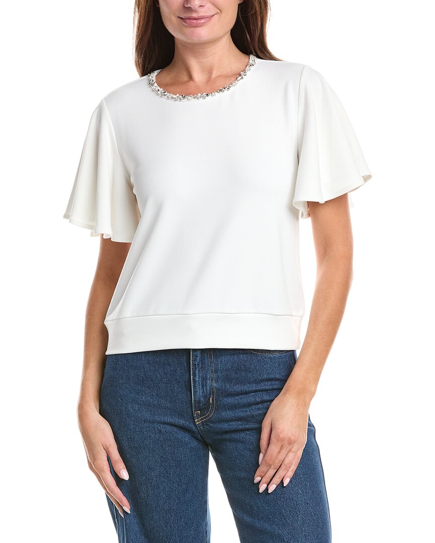 Gracia Crystal Embroidered Crewneck Top