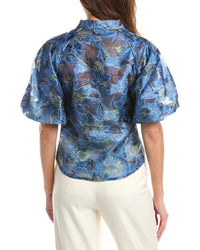 Gracia Floral Print Puff Sleeve Organza Top