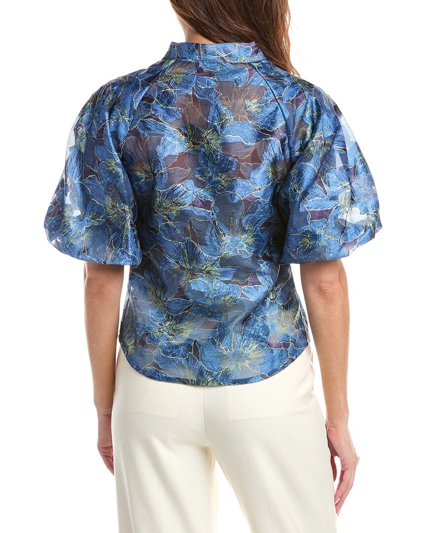 Gracia Floral Print Puff Sleeve Organza Top