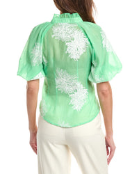 Gracia Puff Sleeve Embroidered Organza Top